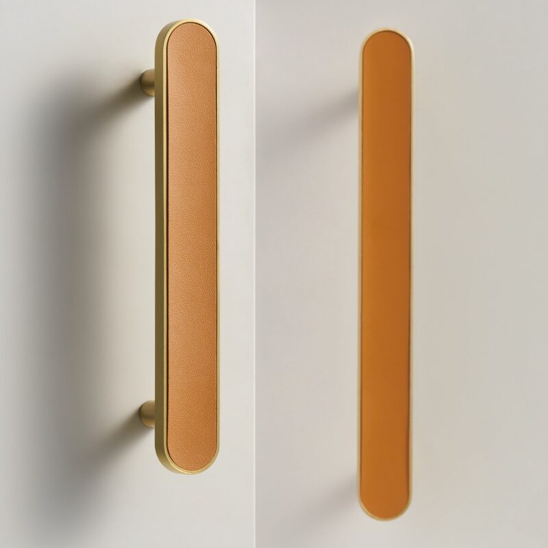 FERN Manija de latón macizo y cuero