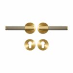BEETHAM Solid Brass & Leather Lever Door Handles in Satin Brass