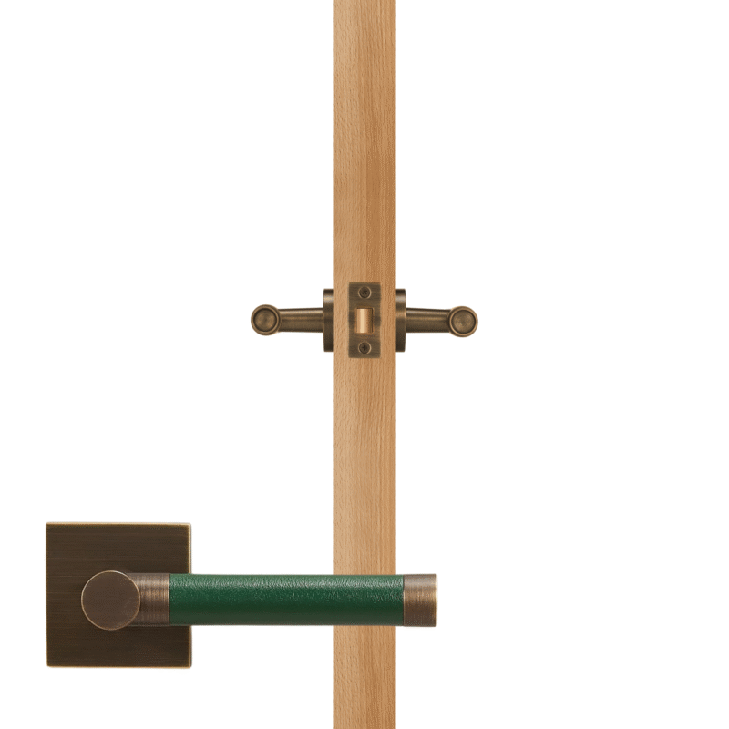 BEETHAM Messing & Lederen deurkrukken - carré-rozet