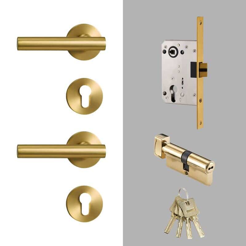 NOVUS Set maniglie e serratura per porte in ottone massiccio 18 Maniglie per porte e set di serrature NOVUS in ottone massiccio