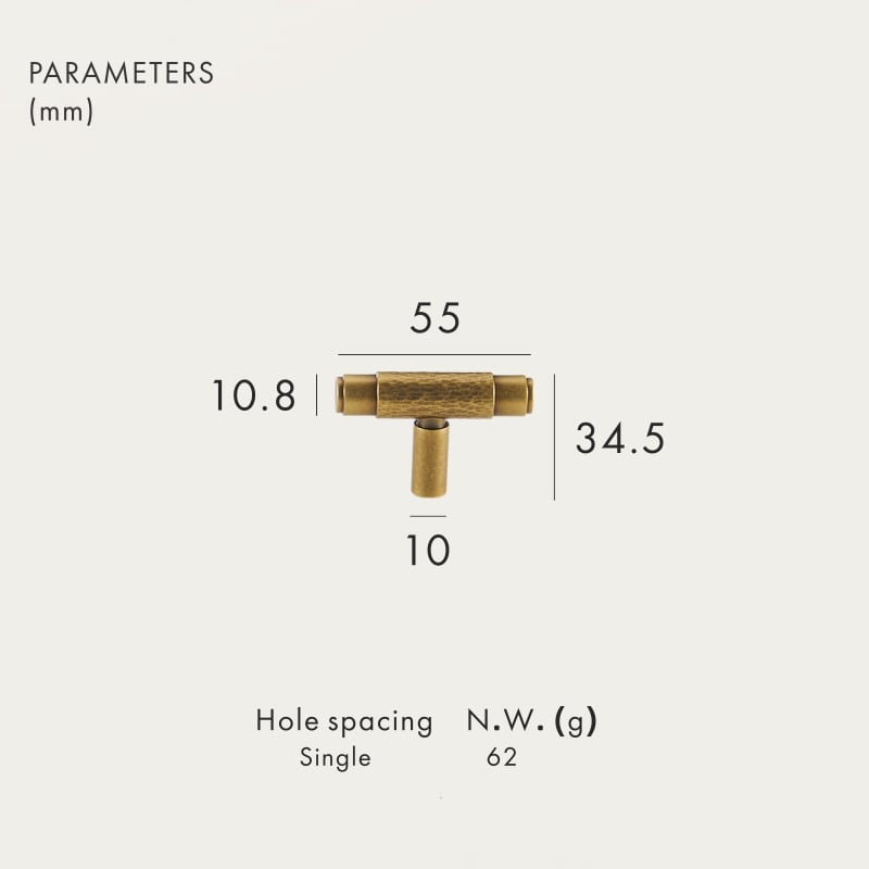 Barra en T de latón macizo AURUM