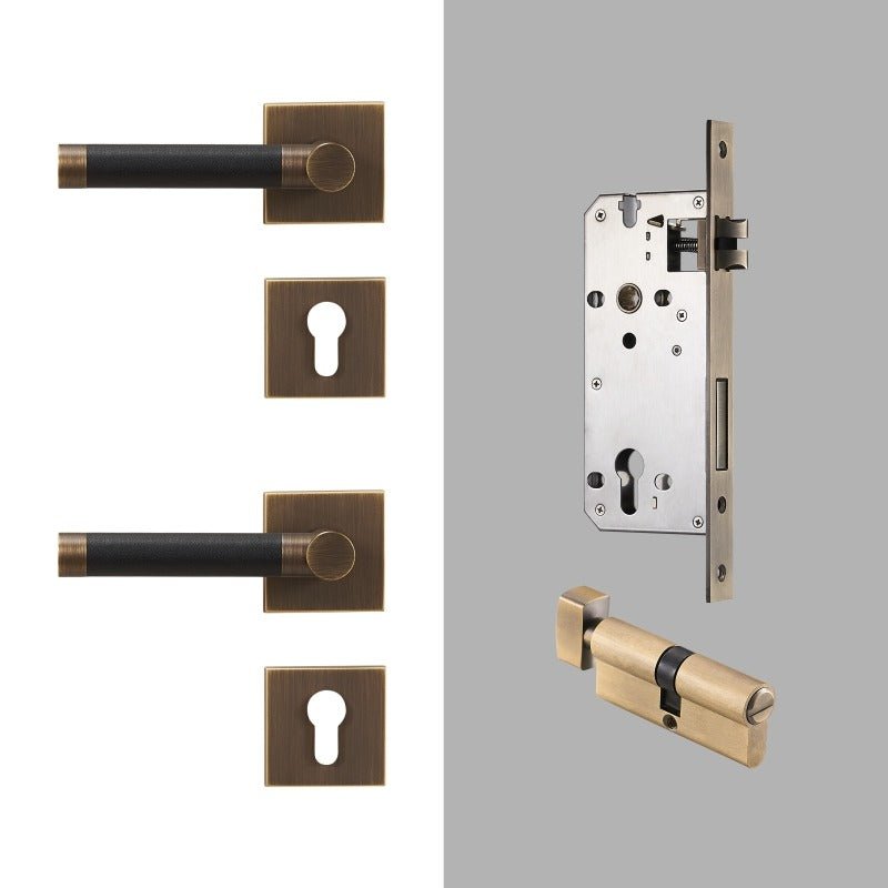 BEETHAM Messing & Lederen deurkrukken - carré-rozet