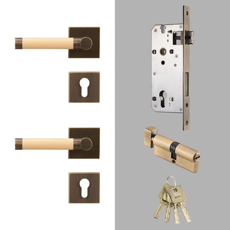 BEETHAM Messing & Lederen deurkrukken - carré-rozet