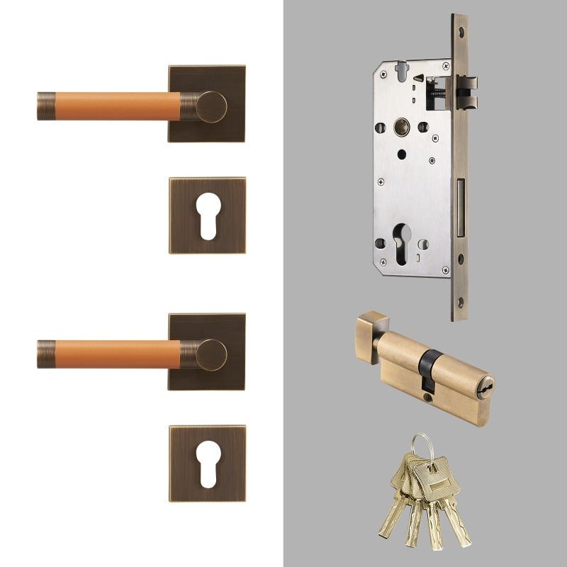 BEETHAM Messing & Lederen deurkrukken - carré-rozet