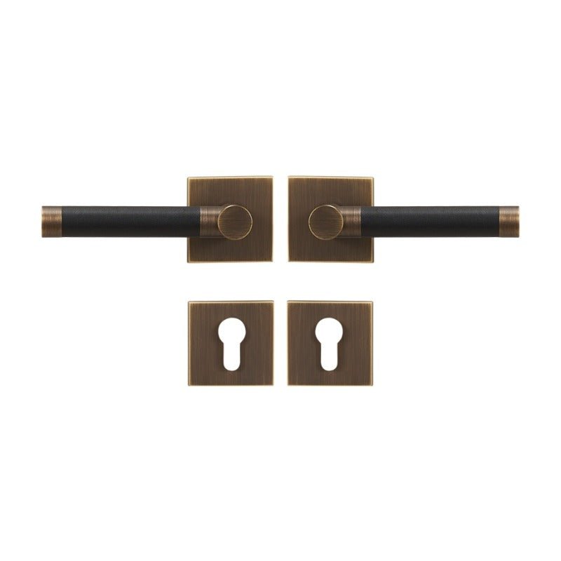 BEETHAM Messing & Lederen deurkrukken - carré-rozet