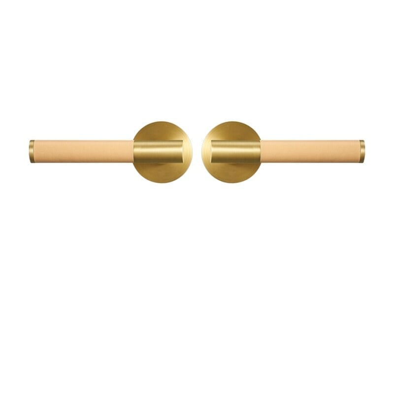 BEETHAM Solid Brass & Leather Lever Door Handles in Satin Brass