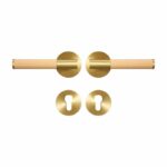 BEETHAM Solid Brass & Leather Lever Door Handles in Satin Brass