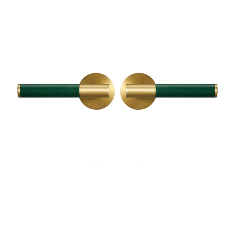 BEETHAM Solid Brass & Leather Lever Door Handles in Satin Brass