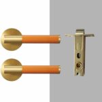 BEETHAM Solid Brass & Leather Lever Door Handles in Satin Brass