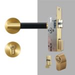 BEETHAM Solid Brass & Leather Lever Door Handles in Satin Brass