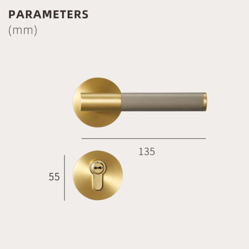 BEETHAM Solid Brass & Leather Lever Door Handles in Satin Brass