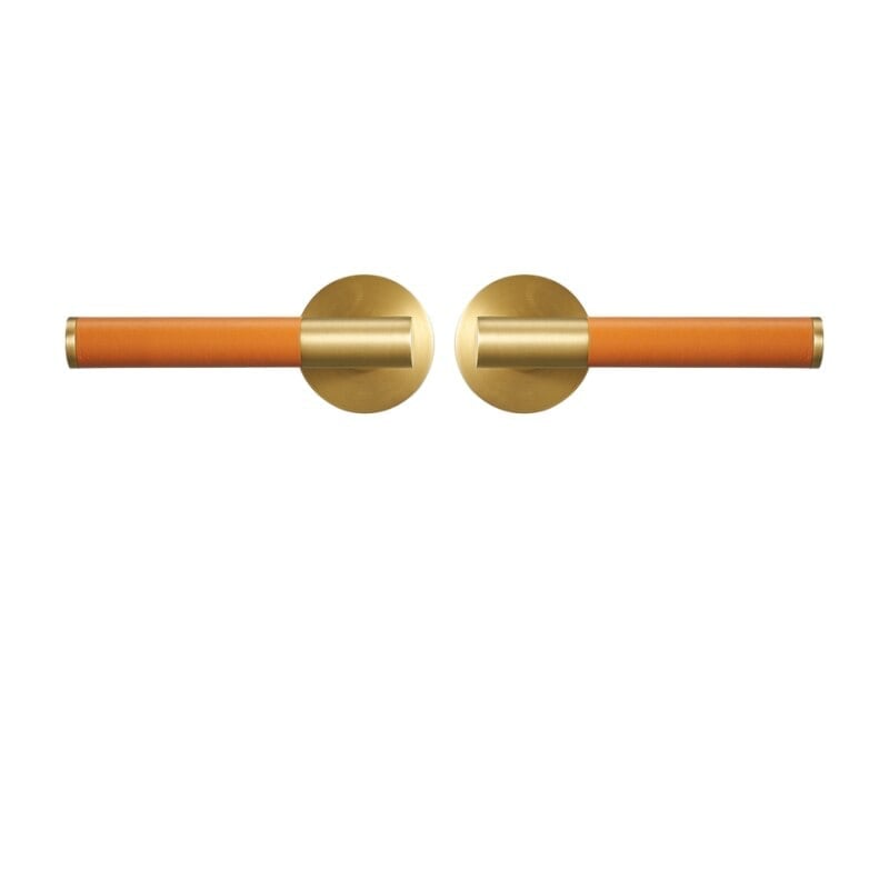 BEETHAM Solid Brass & Leather Lever Door Handles in Satin Brass