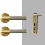 BEETHAM Solid Brass & Leather Lever Door Handles in Satin Brass