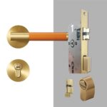 BEETHAM Solid Brass & Leather Lever Door Handles in Satin Brass
