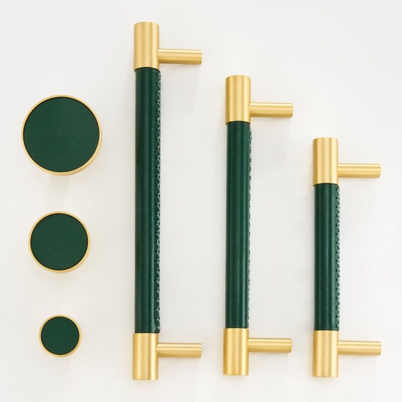 BEETHAM Tiradores de cuero y latón macizo para muebles