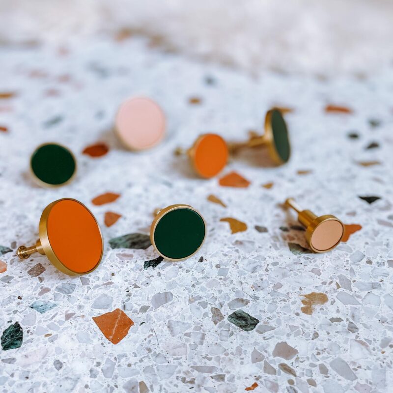 BEETHAM Solid Brass & Leather Furniture Knobs 4 BEETHAM Solid Brass & Leather Furniture Knobs