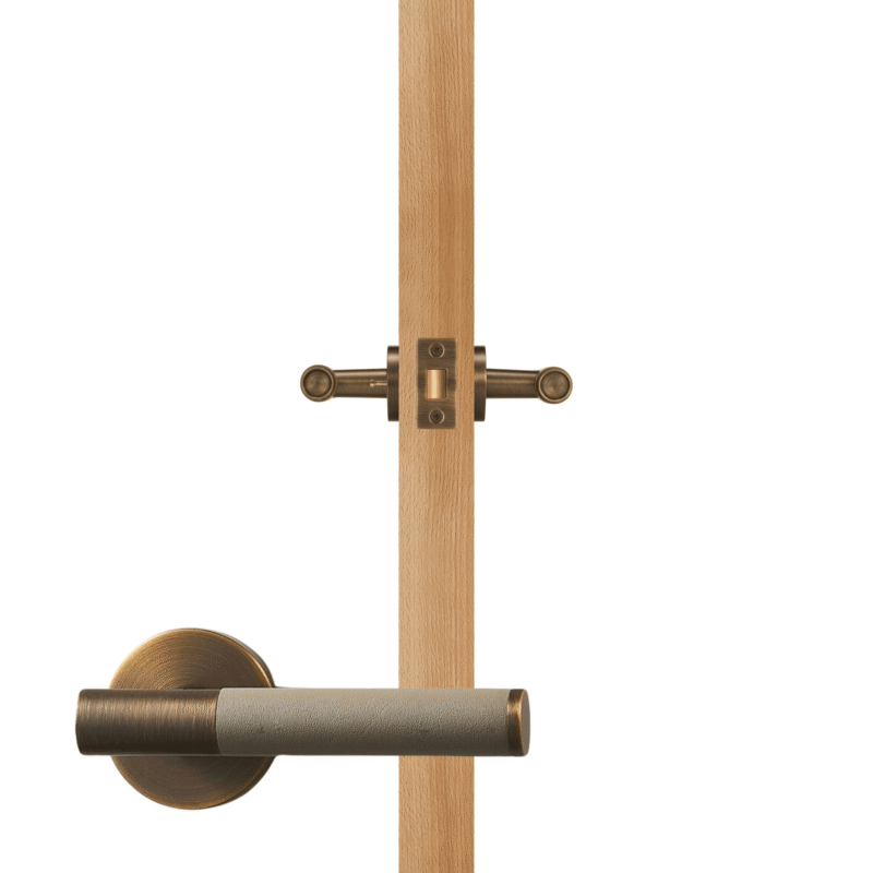 BEETHAM Manillones de latón macizo y cuero en latón antiguo