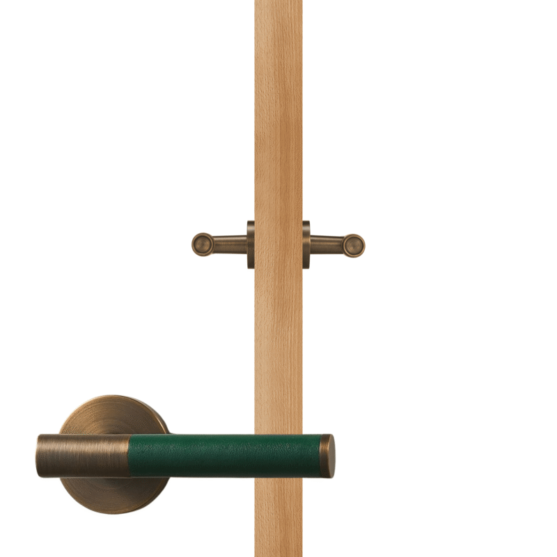 BEETHAM Manillones de latón macizo y cuero en latón antiguo