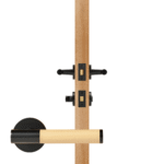 BEETHAM massief messing en lederen deurkrukken in matzwart