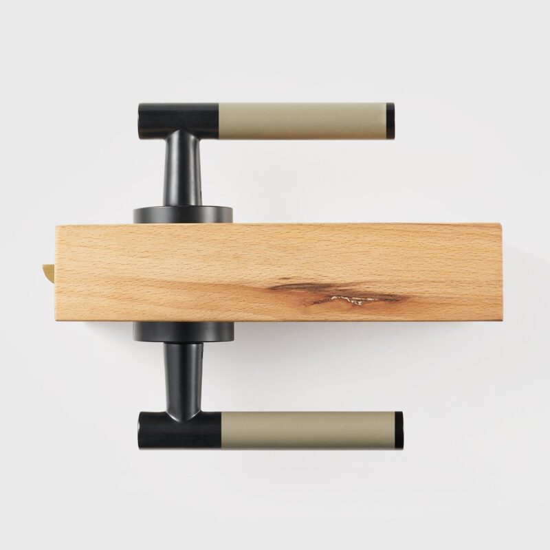 BEETHAM Massief messing en lederen deurkrukken in matzwart 17 BEETHAM massief messing en lederen deurkrukken in matzwart