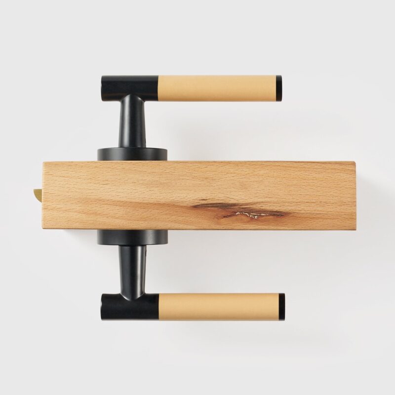 BEETHAM Massief messing en lederen deurkrukken in matzwart 16 BEETHAM massief messing en lederen deurkrukken in matzwart