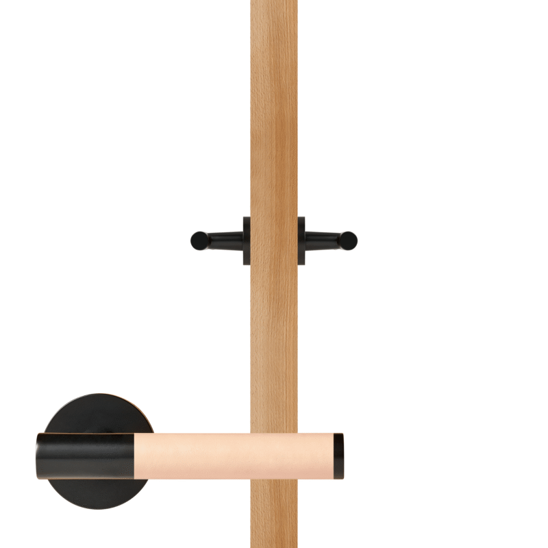 BEETHAM Massief messing en lederen deurkrukken in matzwart 20 BEETHAM massief messing en lederen deurkrukken in matzwart