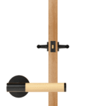 BEETHAM massief messing en lederen deurkrukken in matzwart