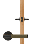 BEETHAM massief messing en lederen deurkrukken in matzwart