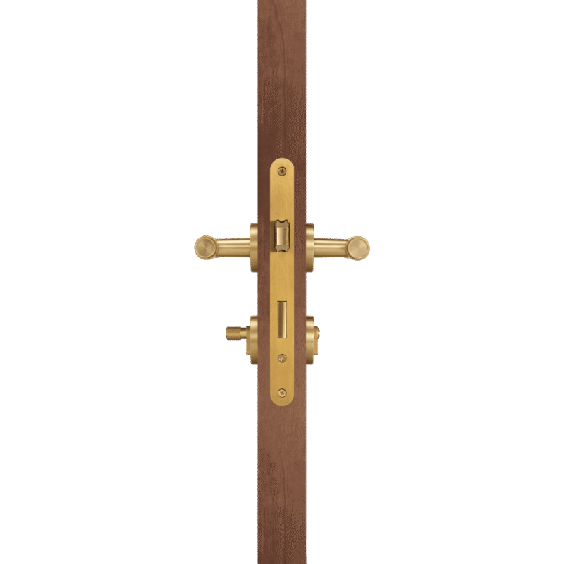 BEETHAM Solid Brass & Leather Lever Door Handles in Satin Brass