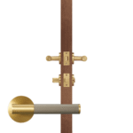 BEETHAM Solid Brass & Leather Lever Door Handles in Satin Brass