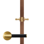 BEETHAM Solid Brass & Leather Lever Door Handles in Satin Brass