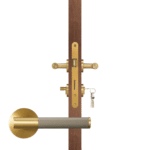 BEETHAM Solid Brass & Leather Lever Door Handles in Satin Brass