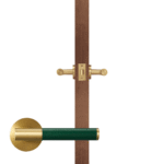 BEETHAM Solid Brass & Leather Lever Door Handles in Satin Brass