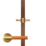 BEETHAM Solid Brass & Leather Lever Door Handles in Satin Brass