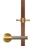 BEETHAM Solid Brass & Leather Lever Door Handles in Satin Brass