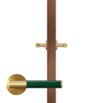 BEETHAM Solid Brass & Leather Lever Door Handles in Satin Brass
