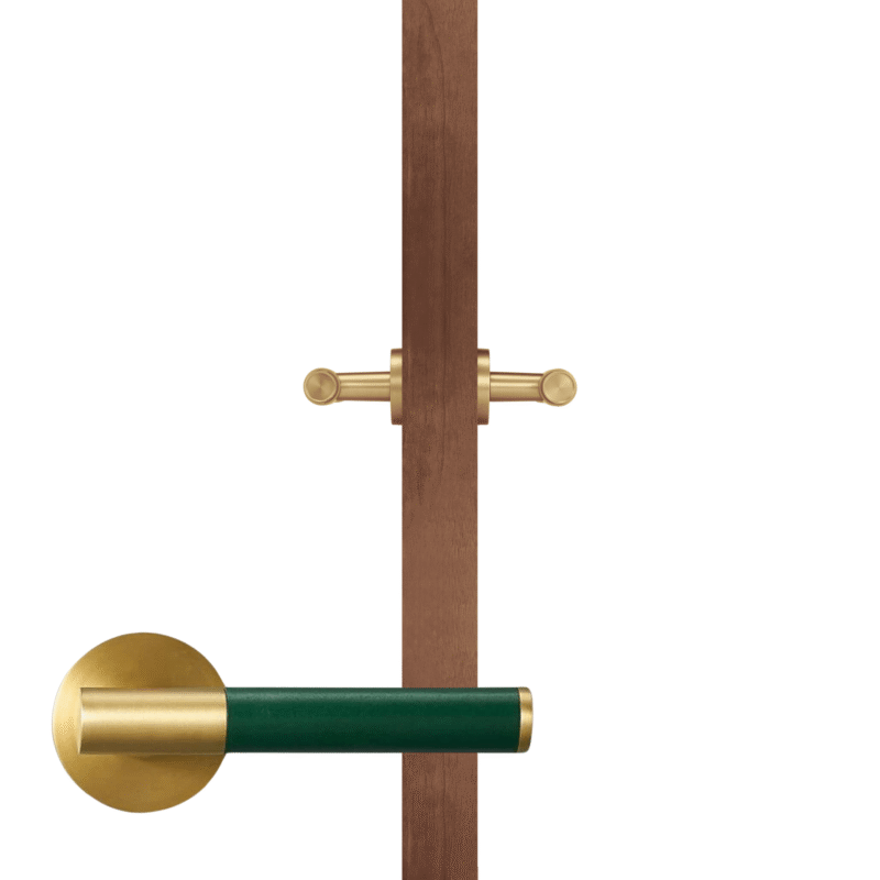BEETHAM Solid Brass & Leather Lever Door Handles in Satin Brass