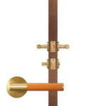 BEETHAM Solid Brass & Leather Lever Door Handles in Satin Brass