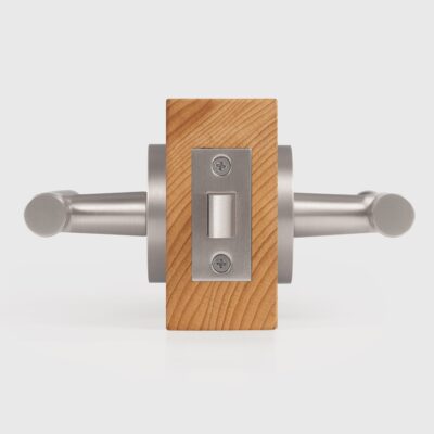 BEETHAM Solid Brass & Leather Lever Door Handles in Satin Nickel - meraki.