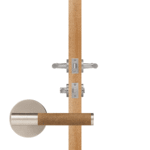 BEETHAM Massief messing en lederen deurkrukken in satijnnikkel