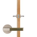 BEETHAM Massief messing en lederen deurkrukken in satijnnikkel