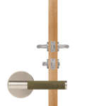 BEETHAM Massief messing en lederen deurkrukken in satijnnikkel