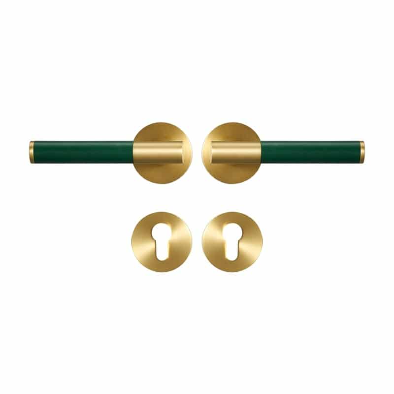 BEETHAM Solid Brass & Leather Lever Door Handles in Satin Brass