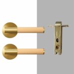 BEETHAM Solid Brass & Leather Lever Door Handles in Satin Brass