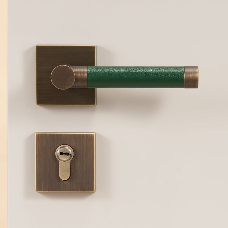 BEETHAM Messing & Lederen deurkrukken - carré-rozet