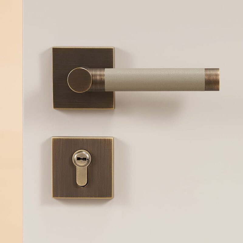 BEETHAM Messing & Lederen deurkrukken - carré-rozet