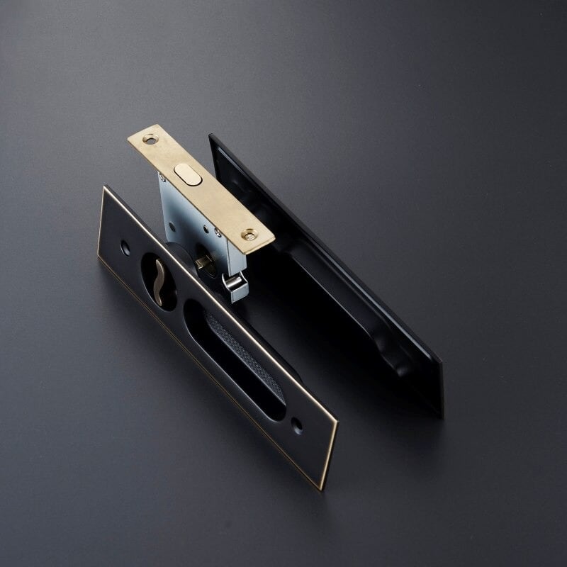 BOR Messing verzonken schuifdeurgreep en -slot