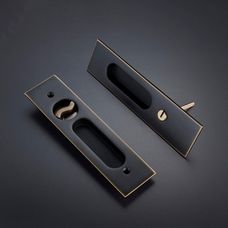 BOR Messing verzonken schuifdeurgreep en -slot