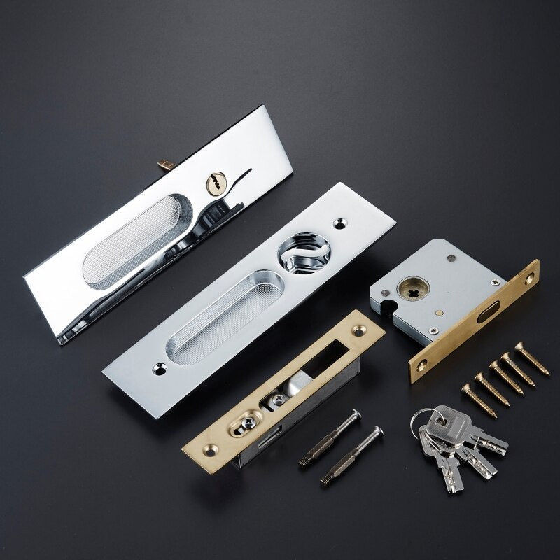 BOR Messing verzonken schuifdeurgreep en -slot