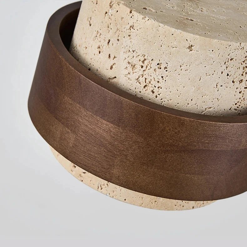 CORA Pendelleuchte aus Stein und Walnussholz